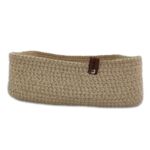 Natural and Gold Handmade Cotton Basket for Fruit and Vegetable Storage - BS 015 (30x20x10cm)