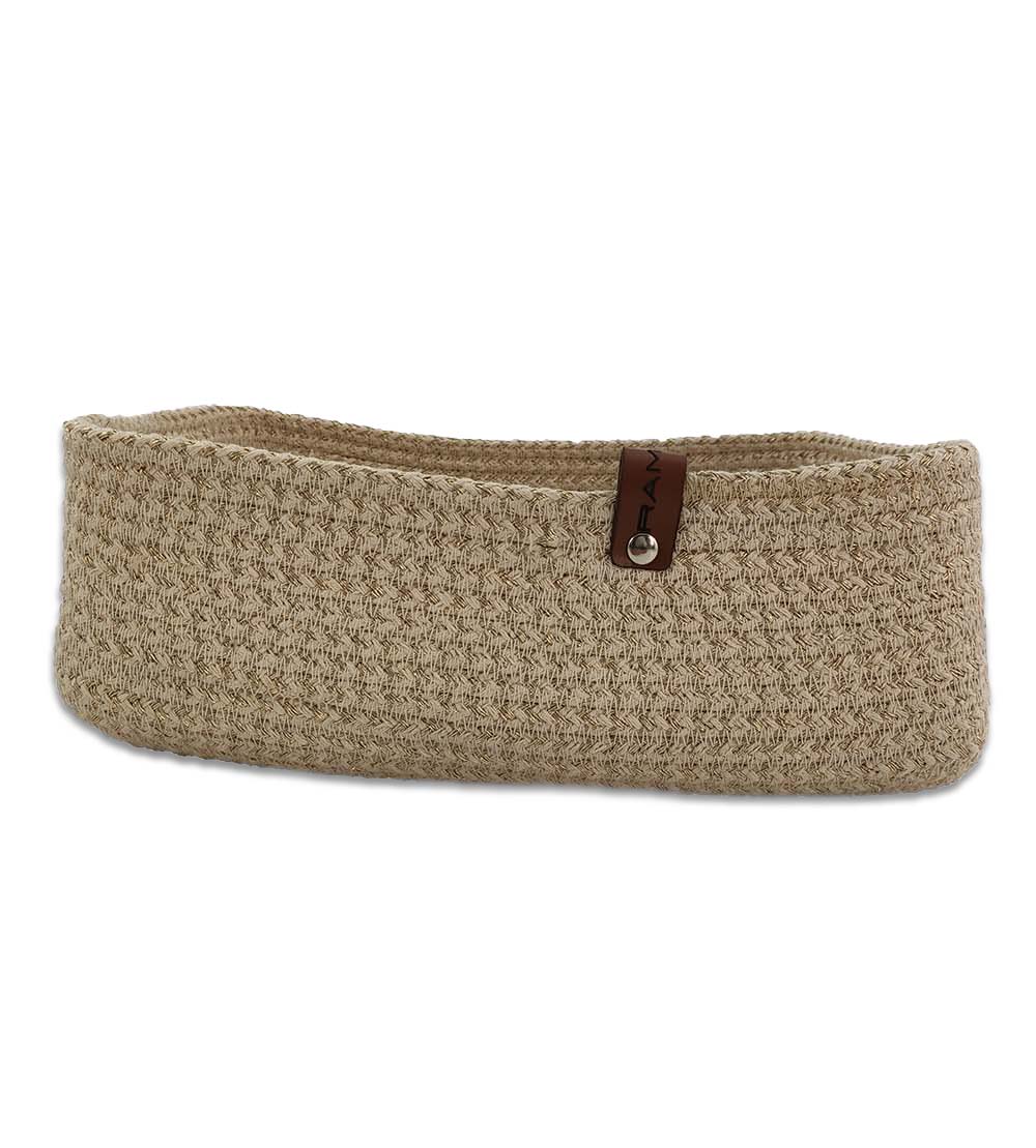 IMG_20220316_162229-1-1000x1109-1.jpg Natural and Gold Handmade Cotton Basket for Fruit and Vegetable Storage - BS 015 (30x20x10cm) - الصورة 1