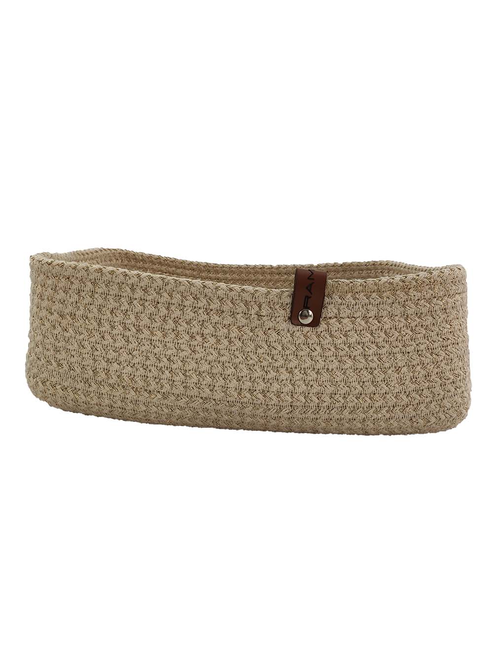 IMG_20220316_162229.jpg Natural and Gold Handmade Cotton Basket for Fruit and Vegetable Storage - BS 015 (30x20x10cm) - الصورة 3