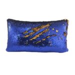 Blue & Gold Color Polyester Cushion with Filler for Sofa, Bed, Living Room - CS 084 (30x50cm)