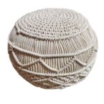 Cream Color Decorative Area Pouf for Playroom- PF 064 (40x40x40cm)