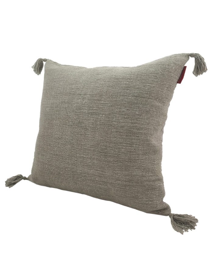 ⁦Grey Cotton Cushion with Filler for Window Seat, Bed, and Floor - CS 157 (60x60cm)⁩ - الصورة ⁦2⁩