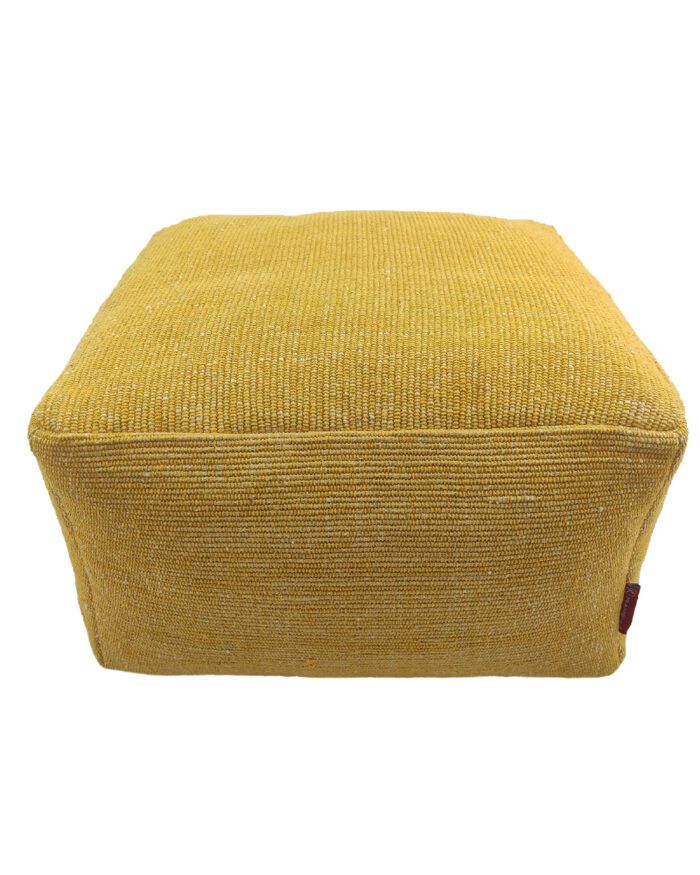 Yellow Color Bedroom Decor Cotton Pouf - PF 069 (50x50x30cm) - Image 2