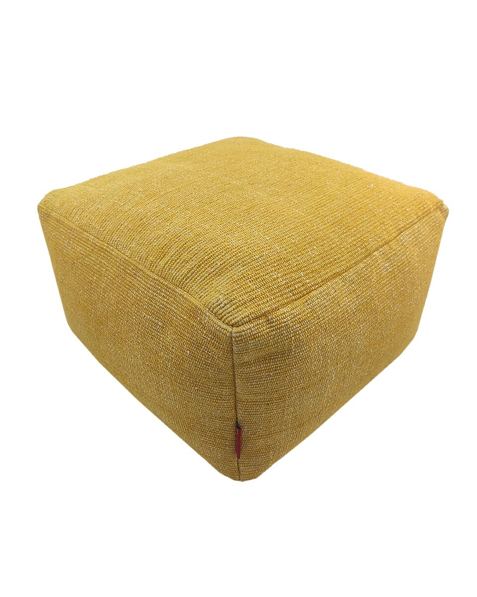 IMG_20220702_152060-960x1200-1.jpg Yellow Color Bedroom Decor Cotton Pouf - PF 069 (50x50x30cm) - Image 1