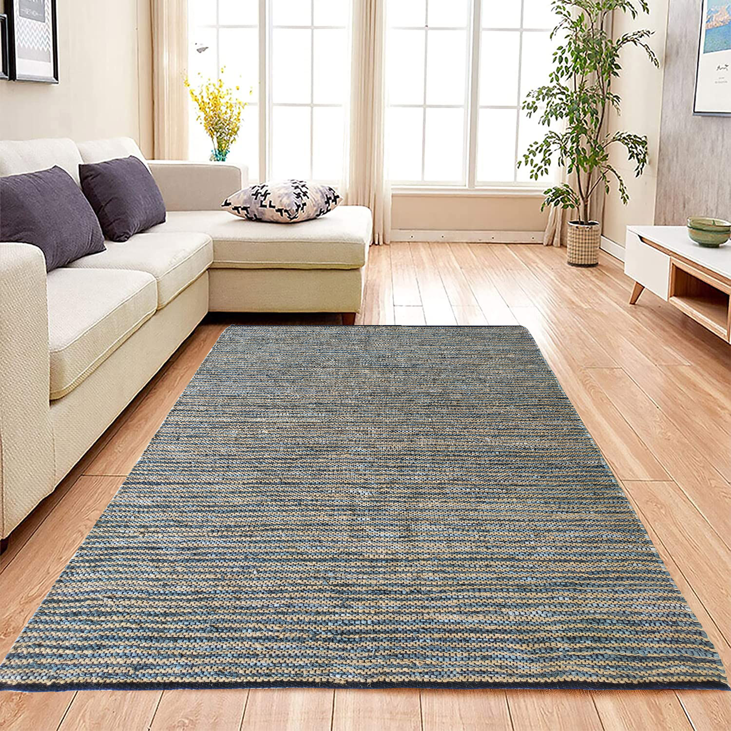 IMG_20220706_115514.jpg Multi Color Jute & Leather Woven Rug - WR 015 (170x240cm) - الصورة 5