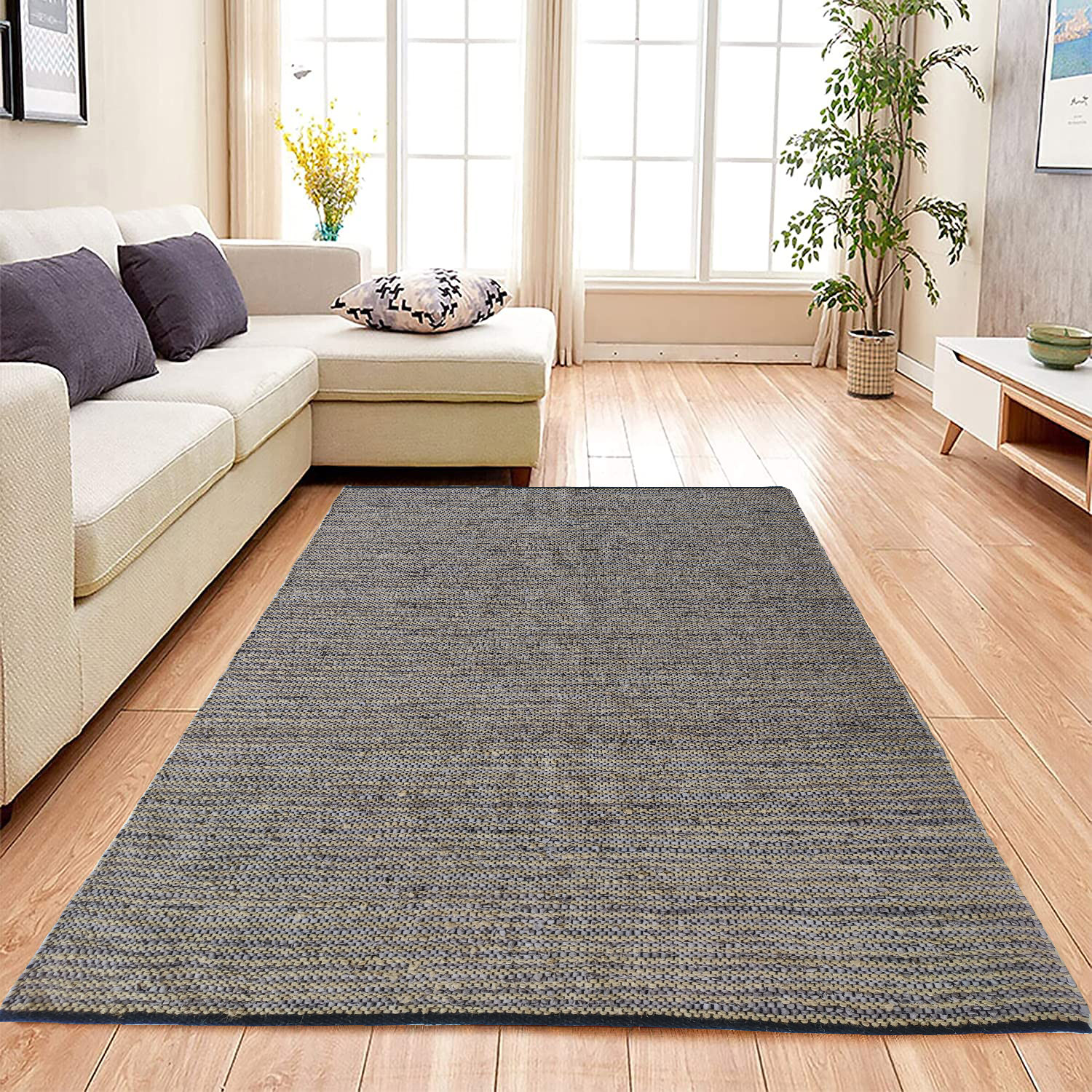 IMG_20220706_121205.jpg Multi Color Jute & Leather Woven Rug - WR 016 (200x300cm) - Image 5