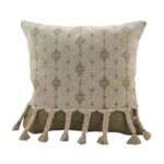 White & Green Color Cotton Cushion with Filler for Living Room, Bed, Couch - CS 174 (45x45cm)