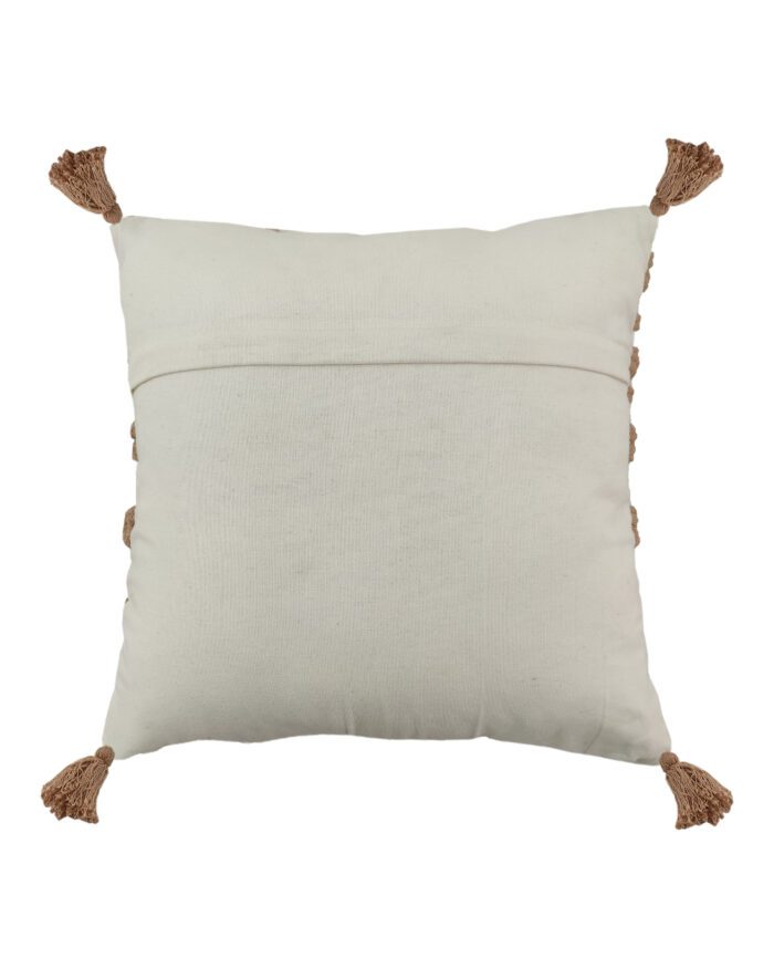 Natural Cotton and Polyester Cushion Cover with Filler, Embroidery, and Tassel for Bed and Couch - CS 158 (45x45cm) - Image 3