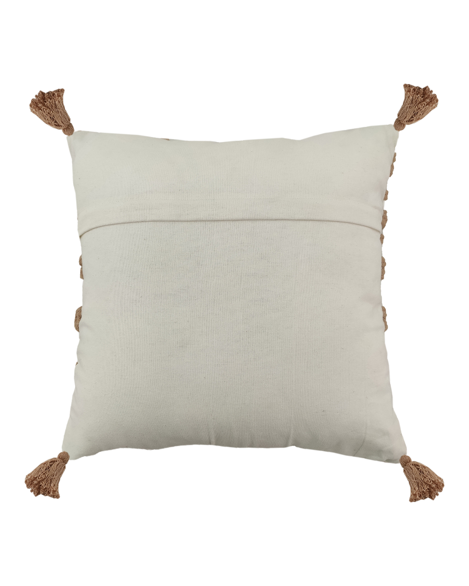 IMG_20220714_152740-1.jpg Natural Cotton and Polyester Cushion Cover with Filler, Embroidery, and Tassel for Bed and Couch - CS 158 (45x45cm) - Image 3