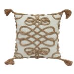 Natural Cotton and Polyester Cushion Cover with Filler, Embroidery, and Tassel for Bed and Couch - CS 158 (45x45cm)