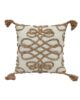 Natural Cotton and Polyester Cushion Cover with Filler, Embroidery, and Tassel for Bed and Couch - CS 158 (45x45cm)