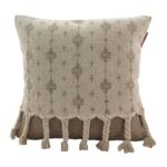 White and Beige Color Cotton Cushion with Filler for Living Room, Bed, Couch - CS 175 (45x45cm)