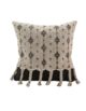 White and Black Color Cotton Cushion with Fringes for Window Seat, Floor - CS 172 (45x45cm)