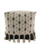 Bedroom White and Black Pouf with Tassel - PF 074 (40x40x40cm) - Image 3