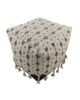 Bedroom White and Black Pouf with Tassel - PF 074 (40x40x40cm)