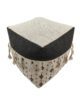 Bedroom White and Black Pouf with Tassel - PF 074 (40x40x40cm) - Image 4
