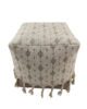 White and Beige Color Cotton Playroom Pouf with Tassel - PF 077 (40x40x40cm) - الصورة 2