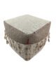White and Beige Color Cotton Playroom Pouf with Tassel - PF 077 (40x40x40cm) - الصورة 4