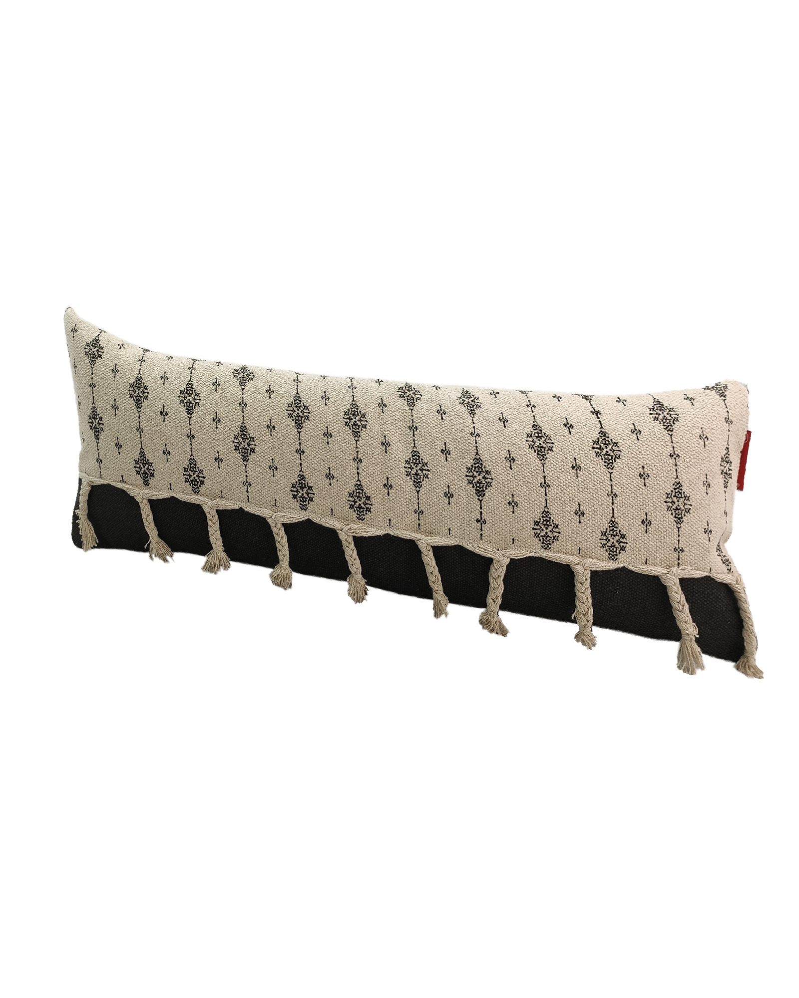 IMG_20220716_104910-1.jpg White & Black Color Cotton Cushion with Filler for Window Seat, Floor - CS 172 (30x90cm) - الصورة 2