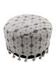 Bedroom White and Black Pouf with Tassel - PF 074 (50x50x30cm)