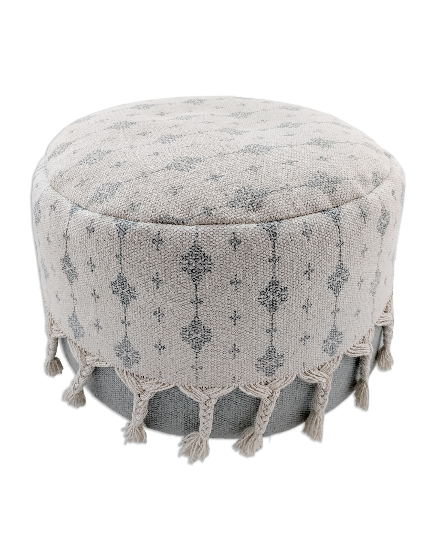 IMG_20220810_113732.jpg Soft White and Grey Pouf for Balcony - PF 075 (50x50x30cm) - Image 1