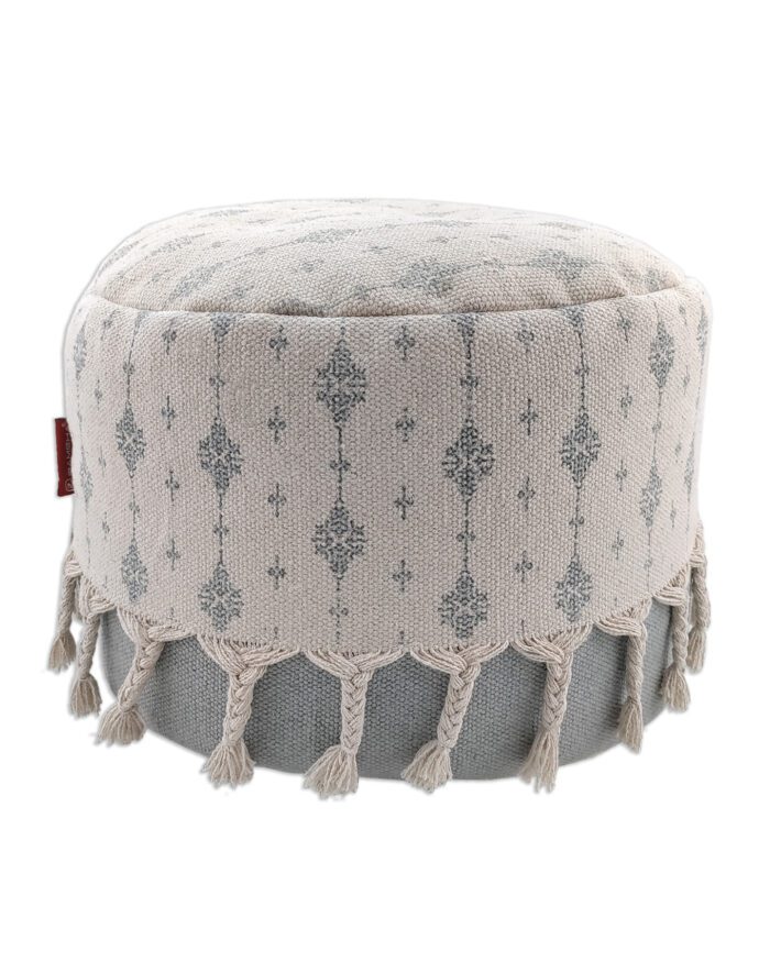 Soft White and Grey Pouf for Balcony - PF 075 (50x50x30cm) - Image 2