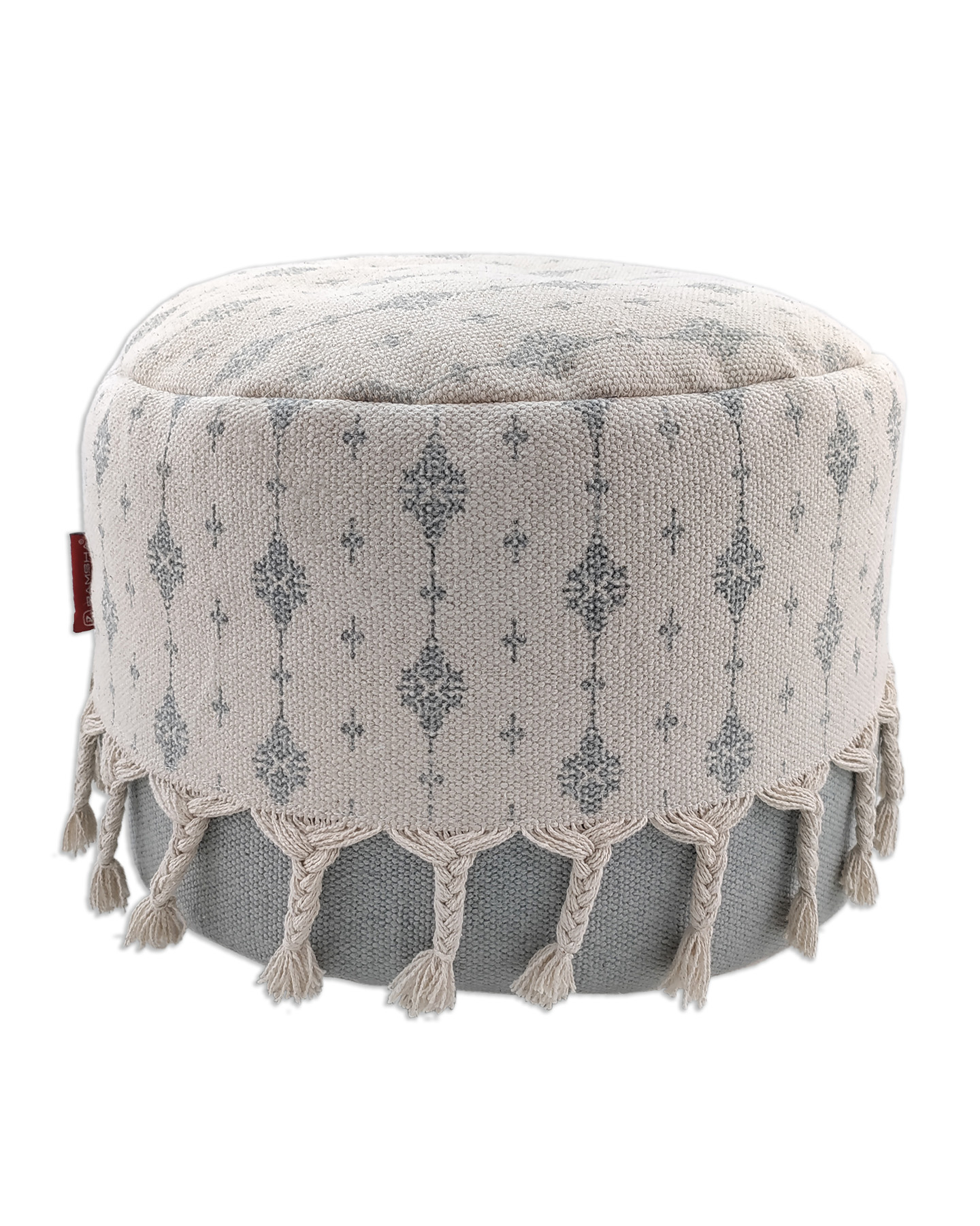 IMG_20220810_113734.jpg Soft White and Grey Pouf for Balcony - PF 075 (50x50x30cm) - Image 2