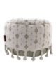 White and Green Color Study Room Pouf with Tassel - PF 076 (50x50x30cm) - Image 2