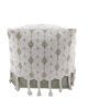 White and Green Color Study Room Pouf with Tassel - PF 076 (40x40x40cm) - Image 2