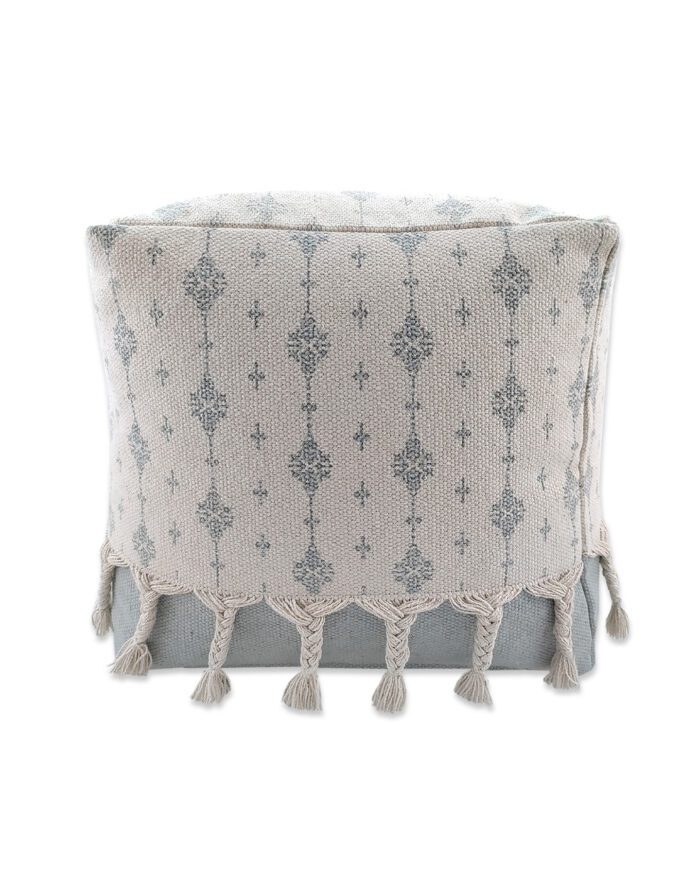 Soft White and Grey Pouf for Balcony - PF 075 (40x40x40cm) - Image 2