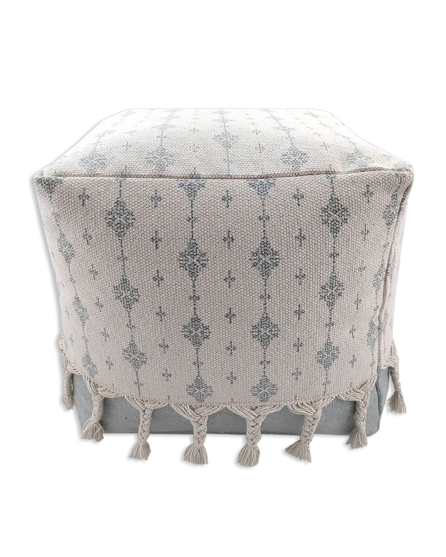 IMG_20220810_114252-1.jpg Soft White and Grey Pouf for Balcony - PF 075 (40x40x40cm) - Image 1