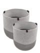 White & Grey Handmade Cotton Basket with Handle - BS 019 - الصورة 4
