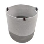 White & Grey Handmade Cotton Basket with Handle - BS 019