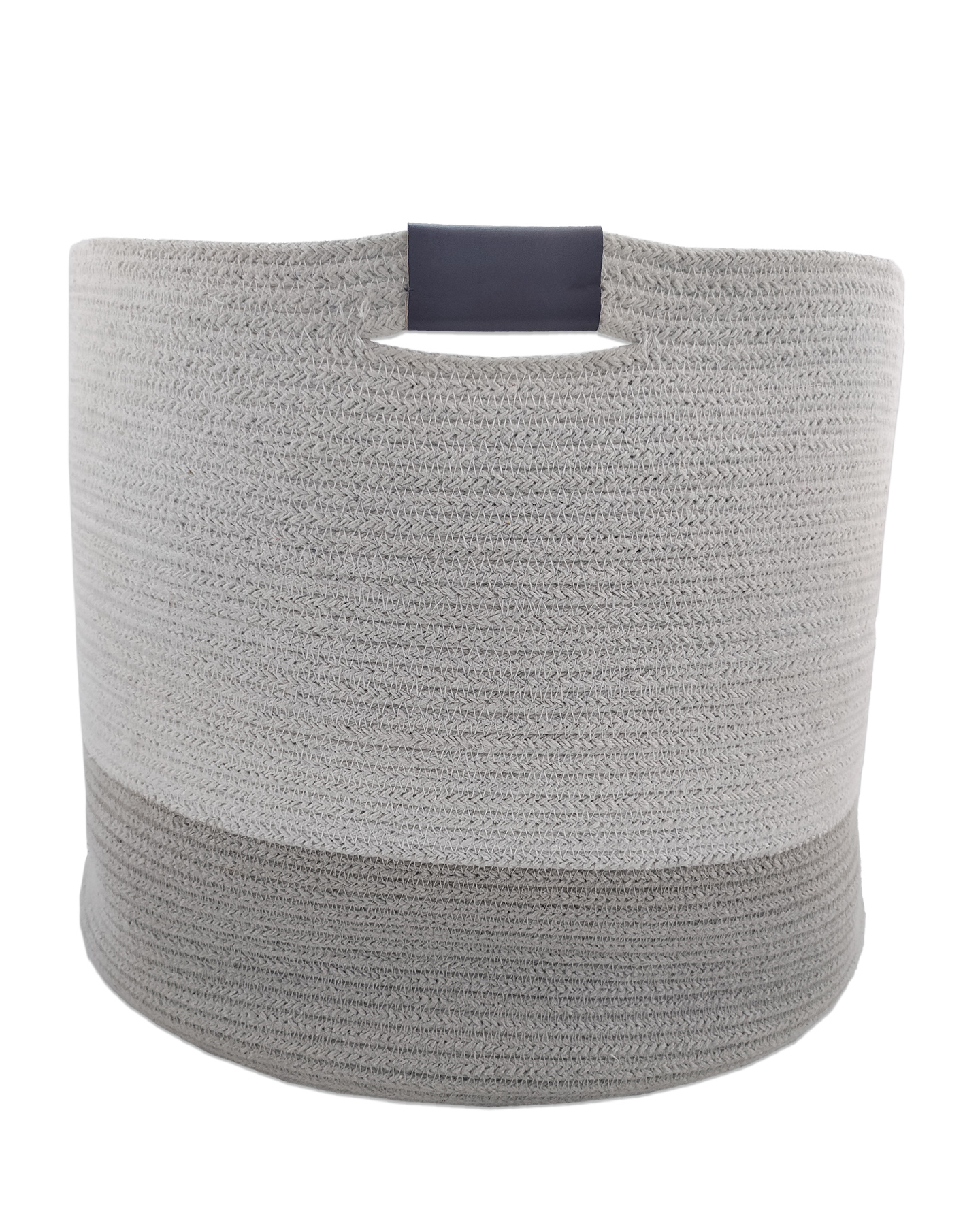 IMG_20220825_162635.jpg White & Grey Handmade Cotton Basket with Handle - BS 019 - الصورة 3