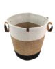 Natural, White & Black Jute & Cotton Basket - BS 018 (50Dx40Hcm) - الصورة 2