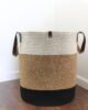 Natural, White & Black Jute & Cotton Basket - BS 018 (50Dx40Hcm) - الصورة 5