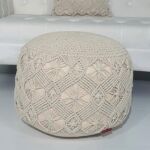 Front View of Macrame Pouf PF-071 by Ramsha Home