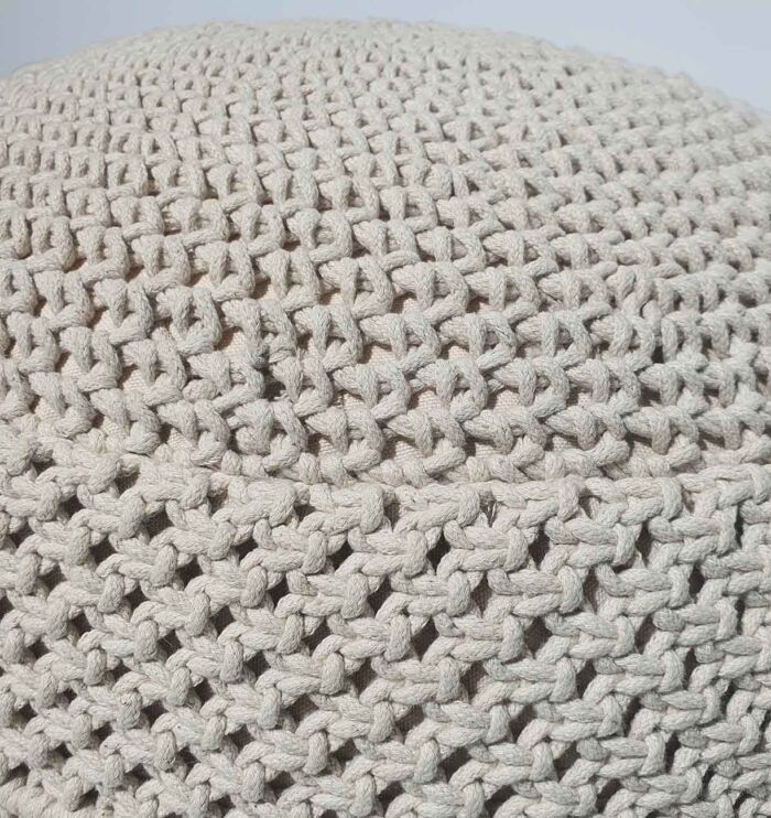 Close-up View of Macrame Pouf PF-072 by Ramsha Home