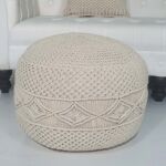 Front View of Macrame Pouf PF-072 by Ramsha Home