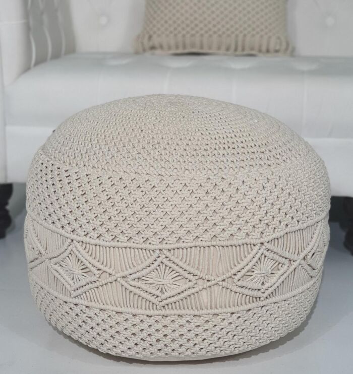 Macrame Pouf PF-072 50x50x30 cm by Ramsha Home