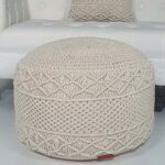 Detailed View of Handcrafted Macrame Pouf PF-073 by Ramsha Home