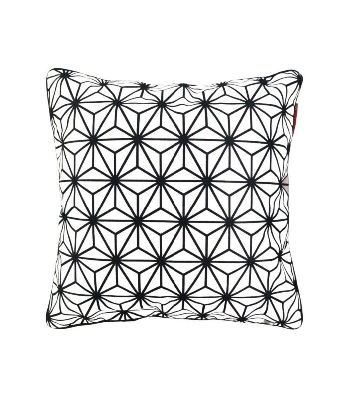 White and Black Polyester Cushion Cover for Living Room, Floor, and Sofa - CS 073 (45x45cm) - Image 1