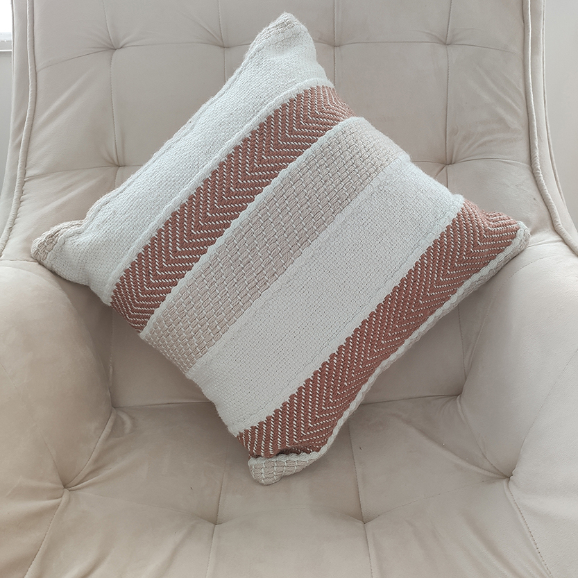 Polyester Cushion CS-253: Cozy Home Decor Accent 45x45cm polyester cushion CS-253 with filler, featuring a home decor woven texture for versatile use on car seats by Ramsha Home.