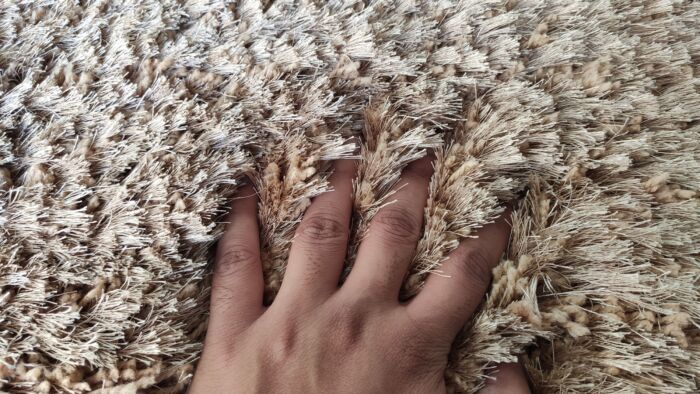 Modern beige shaggy rug MPS 03 for children's room, 80x200cm