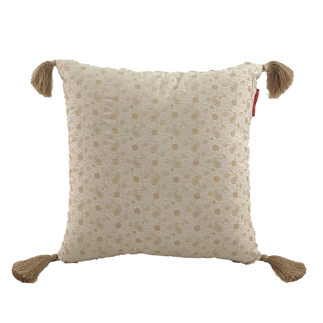 00020230103_170357 White & Gold Color Polyester Cushion with Filler for Living Room, Couch - CS 231 (45x45cm) - الصورة 1