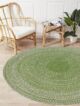 Handmade Green & White Color Cotton Round Braided Rug - BR 006 - Image 5
