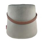 Grey comfort polyester pouf with leather handle PF-022 By Ramsha Home