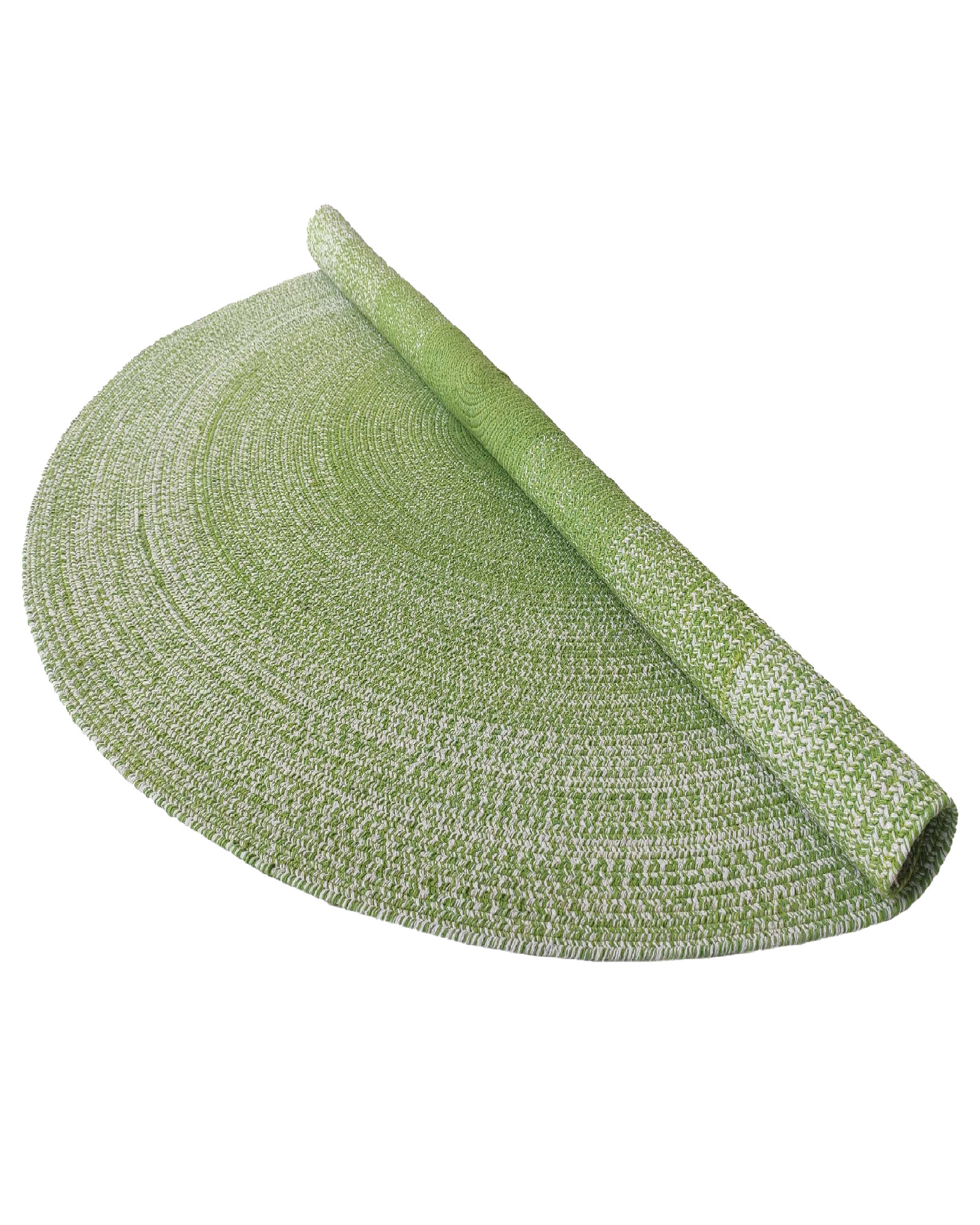002-1.jpg Handmade Green & White Color Cotton Round Braided Rug - BR 006 - Image 3