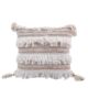 Beautiful 45x45cm cotton and acrylic cushion with natural color, embroidery, and tassels, CS-152, perfect for adding elegance to bed and couch by Ramsha Home.