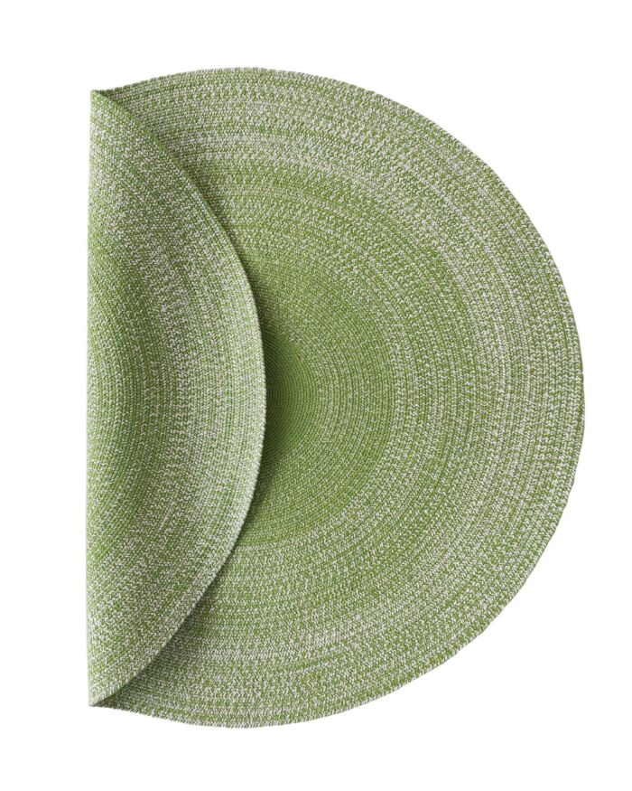 Handmade Green & White Color Cotton Round Braided Rug - BR 006 - Image 2